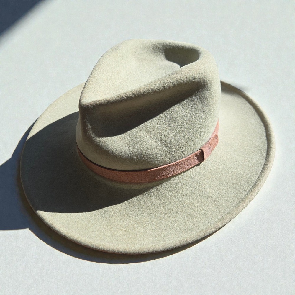 VTG Wind River By Bailey Men 6 7/8 Hat S Wool Felt Fedora Green Leather Band USA